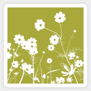 Olive and white daisy meadow Sticker